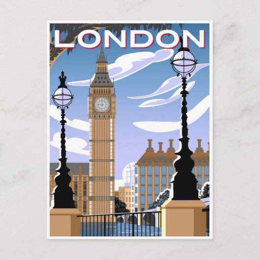 Londen Engeland Retro Travel Art  welkom Briefkaart (Voorkant)