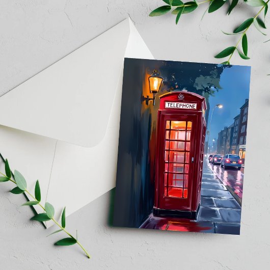 Londen Engeland Rode Telefoon Booth Travel Briefkaart