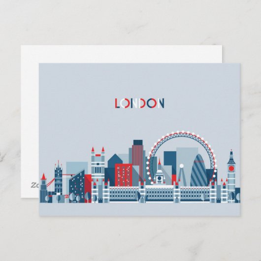 Londen, Engeland | Rode, witte en blauwe skies Briefkaart (Voorkant / Achterkant)