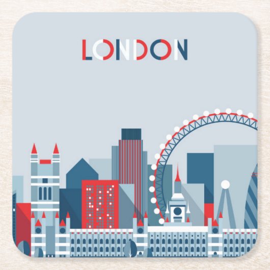 Londen, Engeland | Rode, witte en blauwe skies Kartonnen Onderzetters (Voorkant)
