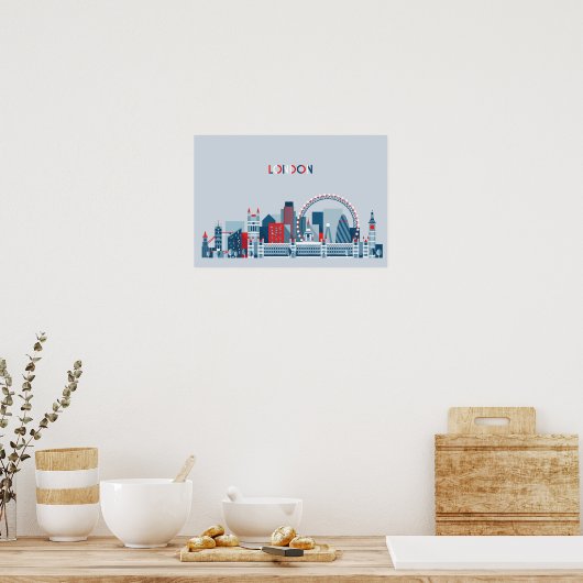 Londen, Engeland | Rode, witte en blauwe skies Poster (Keuken)