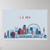 Londen, Engeland | Rode, witte en blauwe skies Poster (Voorkant)