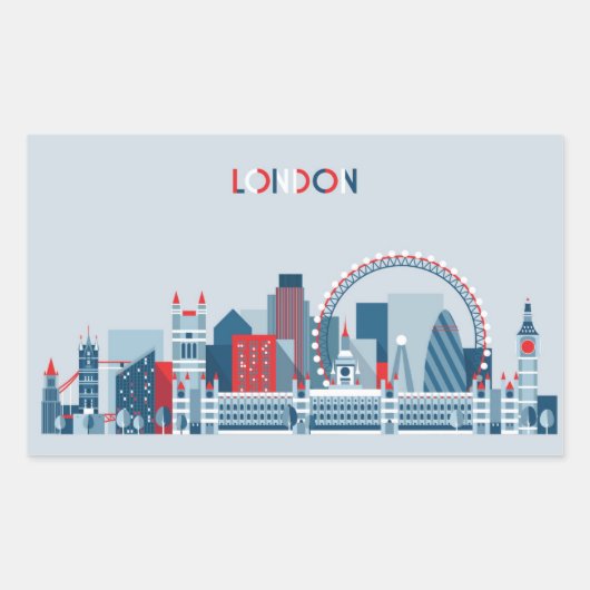 Londen, Engeland | Rode, witte en blauwe skies Rechthoekige Sticker (Voorkant)