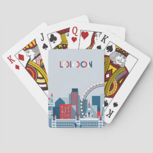 Londen, Engeland   Rode, witte en blauwe skyline Pokerkaarten