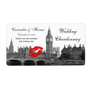 Londen Engeland Silhouet Kus #1 BW H Wijnlabel Etiket