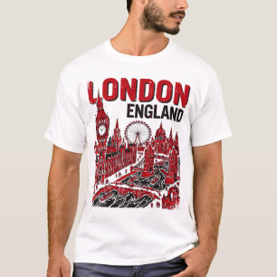 Londen Engeland Silhouet Met Bekende Bezienswaardi T-shirt