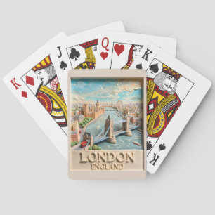 Londen Engeland Silhouet Vintage Textuur Reis Kuns Pokerkaarten