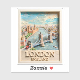 Londen Engeland Silhouet Vintage Textuur Reis Kuns Sticker