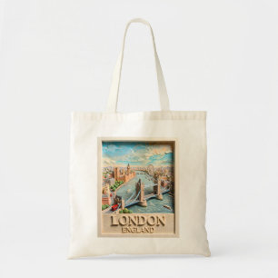 Londen Engeland Silhouet Vintage Textuur Reis Kuns Tote Bag