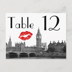 Londen Engeland Silhouette Kus BW Tafel Nummerkaar Briefkaart