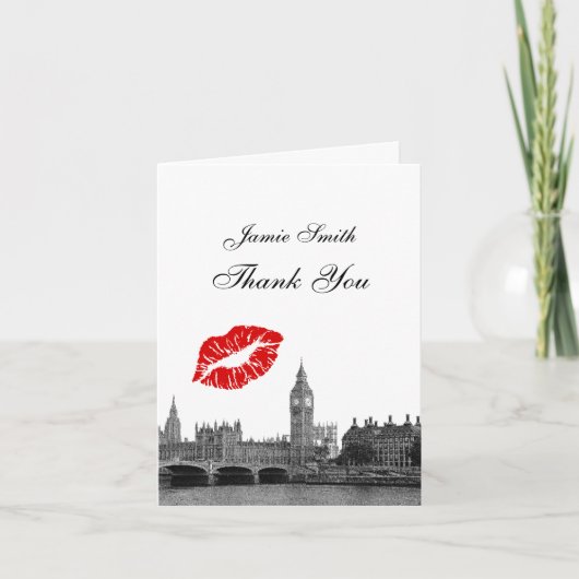 Londen Engeland skyline kus #1 BW Dank u Bedankkaart (Voorkant)