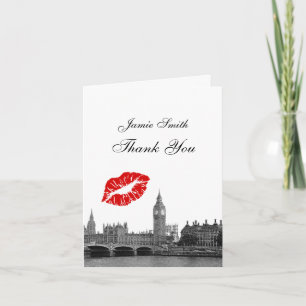 Londen Engeland skyline kus #1 BW Dank u Bedankkaart