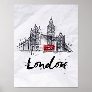 Londen, Engeland   Splashy Artwork Poster