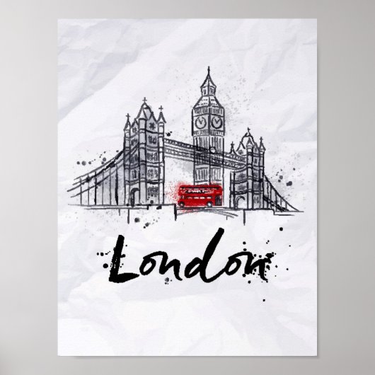 Londen, Engeland | Splashy Artwork Poster (Voorkant)
