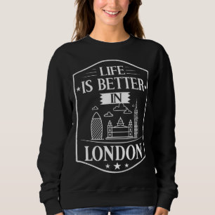 Londen Engeland Stad Silhouet Kaart Reizen Trui
