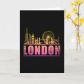 Londen Engeland Stad Silhouet Stadsgezicht Grappig Kaart (Gele Bloem)