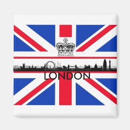 Londen Engeland Stad Silhouet Union Jack Vlag Magn Magneet