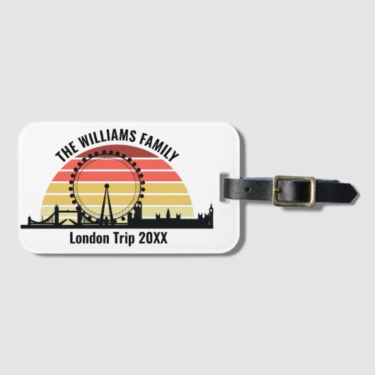 Londen Engeland Sunset Custom Family Trip Bagagelabel (Voorkant (horizontaal))