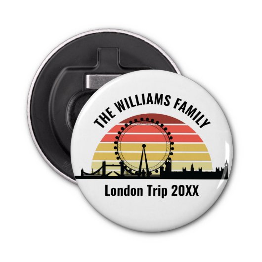 Londen Engeland Sunset Custom Family Trip Button Flesopener (Voorkant)