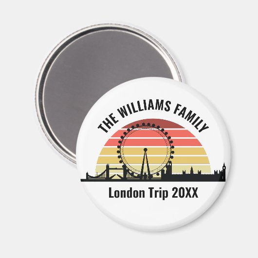 Londen Engeland Sunset Custom Family Trip Magneet (Voorkant / Achterkant)