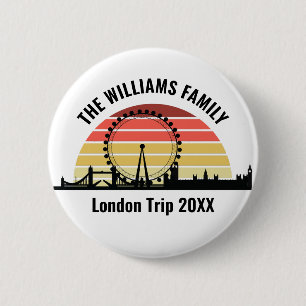 Londen Engeland Sunset Custom Family Trip Ronde Button 5,7 Cm