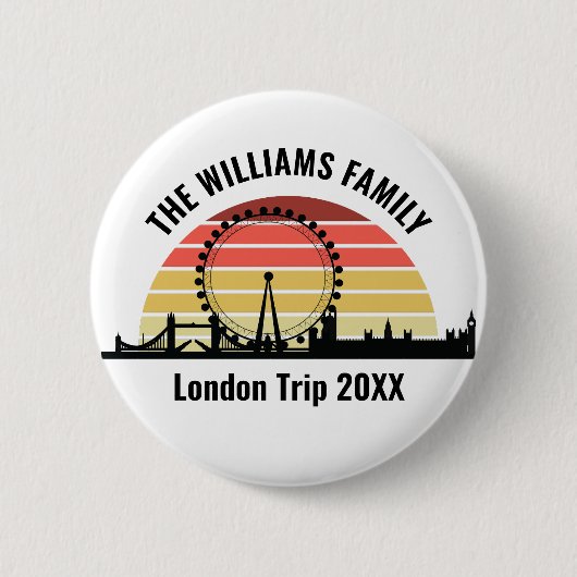 Londen Engeland Sunset Custom Family Trip Ronde Button 5,7 Cm (Voorkant)