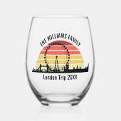Londen Engeland Sunset Custom Family Trip Wijnglas Zonder Voet (Voorkant)