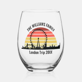 Londen Engeland Sunset Custom Family Trip Wijnglas Zonder Voet