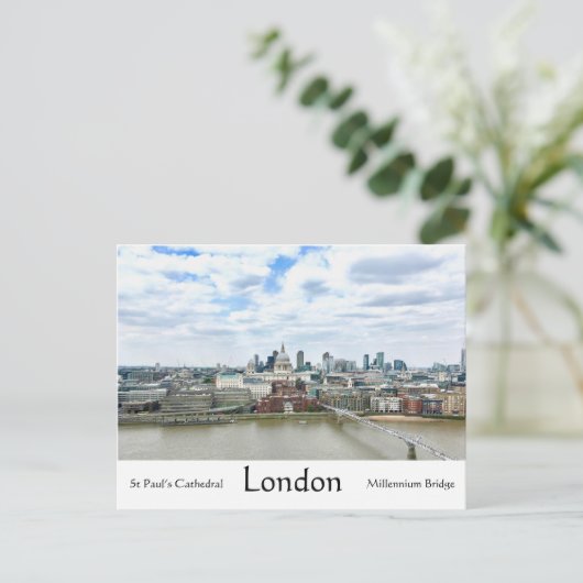 Londen Engeland Thames River & St Paul's Cathedral Briefkaart (Staand voorkant)