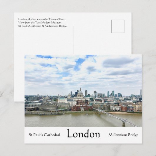 Londen Engeland Thames River & St Paul's Cathedral Briefkaart (Voorkant / Achterkant)