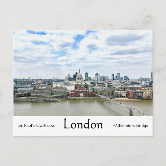 Londen Engeland Thames River & St Paul's Cathedral Briefkaart (Voorkant)
