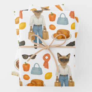 Londen Engeland thema voor Cat Lovers Inpakpapier Vel
