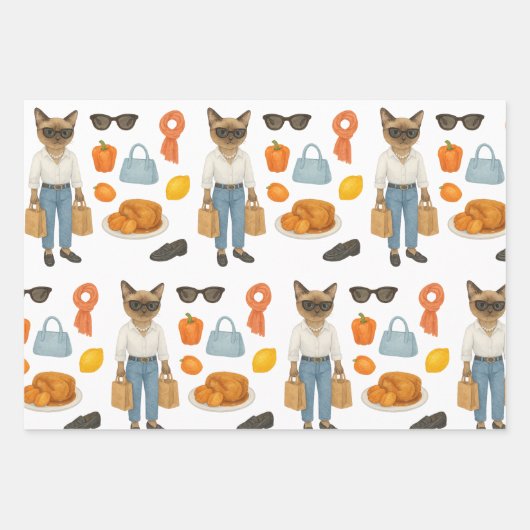 Londen Engeland thema voor Cat Lovers Inpakpapier Vel (Voorkant)