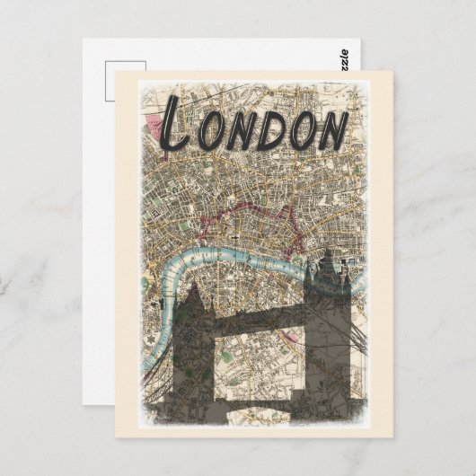 Londen Engeland Tower Bridge kaart reizen (Voorkant / Achterkant)