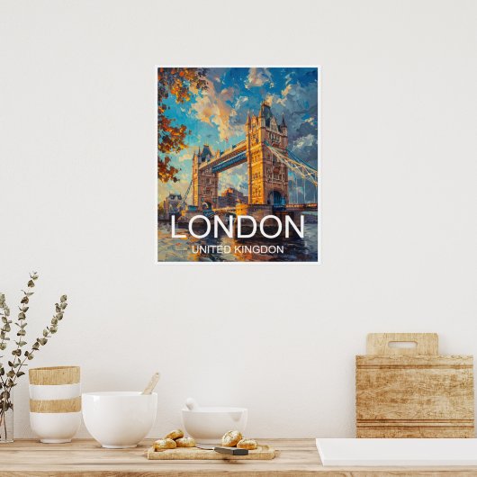 Londen Engeland Tower Bridge Reisposter Poster (Keuken)