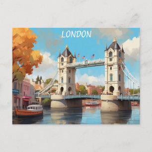 Londen Engeland Tower Bridge Waterverf Reizen Briefkaart