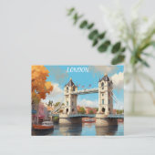 Londen Engeland Tower Bridge Waterverf Reizen Briefkaart (Staand voorkant)