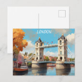 Londen Engeland Tower Bridge Waterverf Reizen Briefkaart (Voorkant / Achterkant)