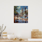 Londen Engeland Trafalgar Square Travel Poster (Keuken)