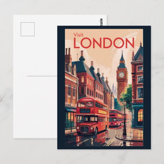 Londen Engeland Travel Art Vintage Briefkaart (Voorkant / Achterkant)