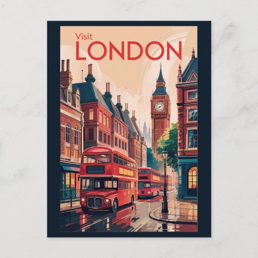 Londen Engeland Travel Art Vintage Briefkaart (Voorkant)
