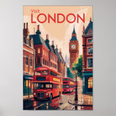 Londen Engeland Travel Art Vintage Poster (Voorkant)