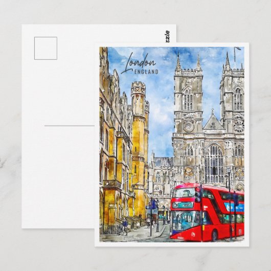 Londen Engeland Travel Place Waterverf Briefkaart (Voorkant / Achterkant)