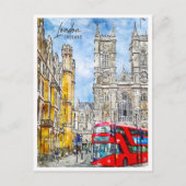 Londen Engeland Travel Place Waterverf Briefkaart (Voorkant)