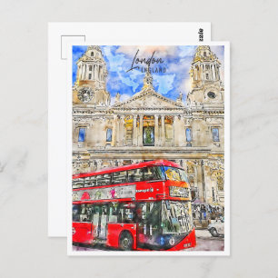 Londen Engeland Travel Place Waterverf Briefkaart