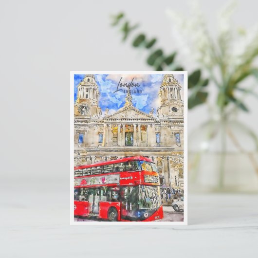 Londen Engeland Travel Place Waterverf Briefkaart (Staand voorkant)