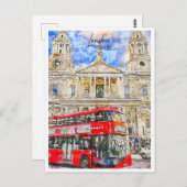 Londen Engeland Travel Place Waterverf Briefkaart (Voorkant / Achterkant)