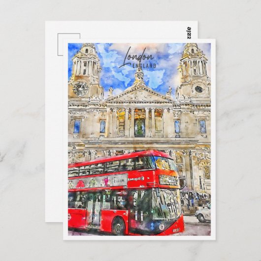Londen Engeland Travel Place Waterverf Briefkaart (Voorkant / Achterkant)