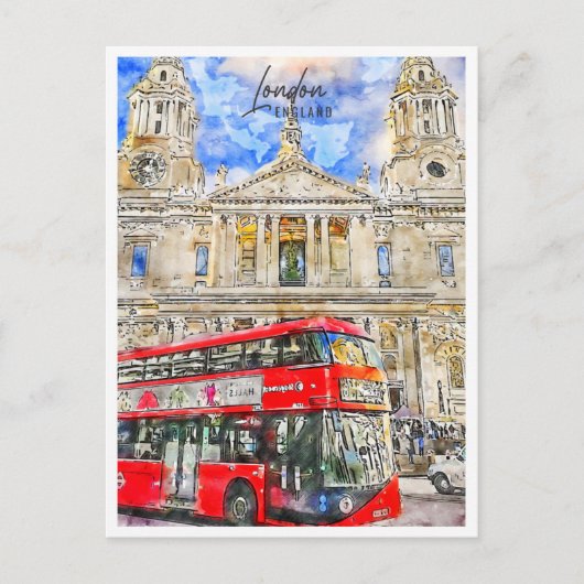 Londen Engeland Travel Place Waterverf Briefkaart (Voorkant)