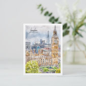 Londen Engeland Travel Place Waterverf Briefkaart (Staand voorkant)